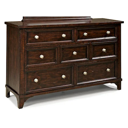 7 Drawer Dresser with Metal Knobs & Saw Mark Distressing